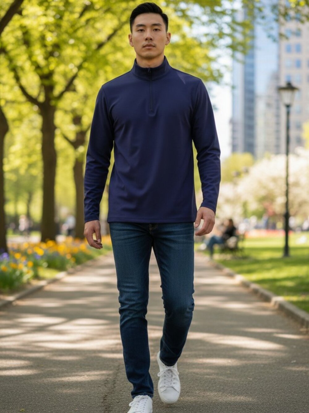 NEW Men's Simons L31 Eco-Friendly Navy StayFresh Half Zip Long Sleeve Top Medium